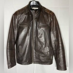 Kenneth Cole New York Dark Brown Leather Field Jacket